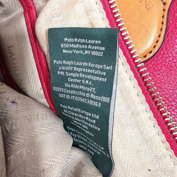 Ralph Lauren RLL Leather Bag Purse Handbag Red Brown - Picture 13 of 13